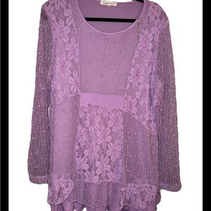 Indigo Soul Boho Style Lavender Lace Blouse